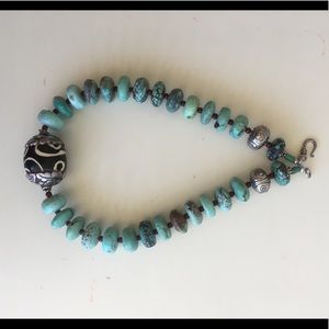 Genuine turquoise and African bead necklace